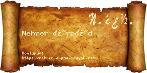 Nehrer Árpád névjegykártya